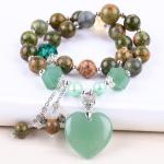 Handmade Gemstone Beaded Bracelet Natural Unakite Stone Bracelet Adjustable