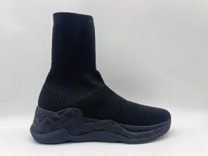 China Comfort Non Slip Flat Shoes , Durable Black Leather High Top Shoes wholesale