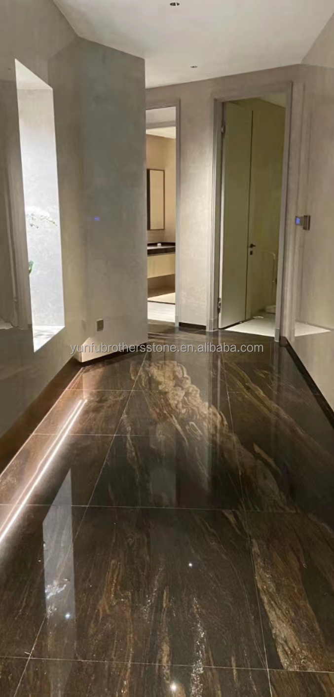 Modern Style Hotel Flooring Sheet Customized Golden Sand Quicksand Brown Granite Marble
