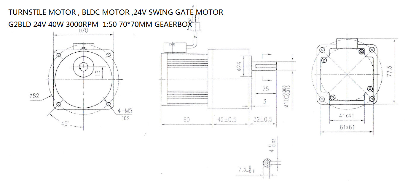 GPG-06SC 2GN30K Turnstile Custom Gear Motor 24V 30W 1800RPM