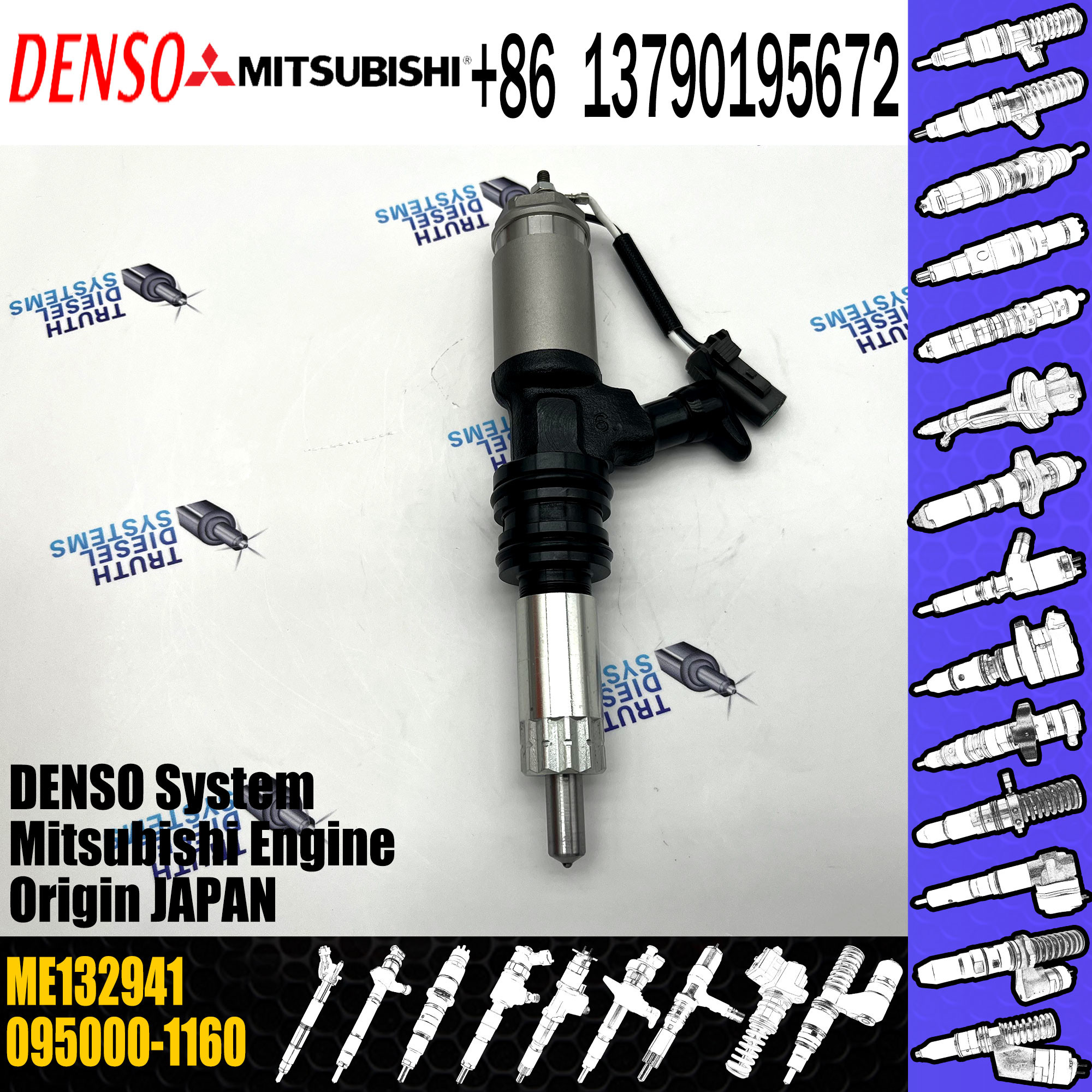 Common Rail Fuel Injector 095000-1160 ME132941 For Mitsubishi Fuso 6M60 7.5 d