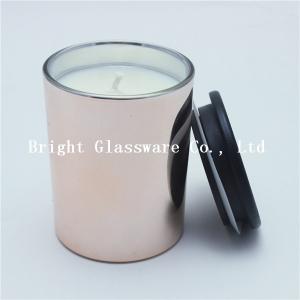 China gold glass candle holder with wooden lid, tealight candle holder for wedding decoration on sale