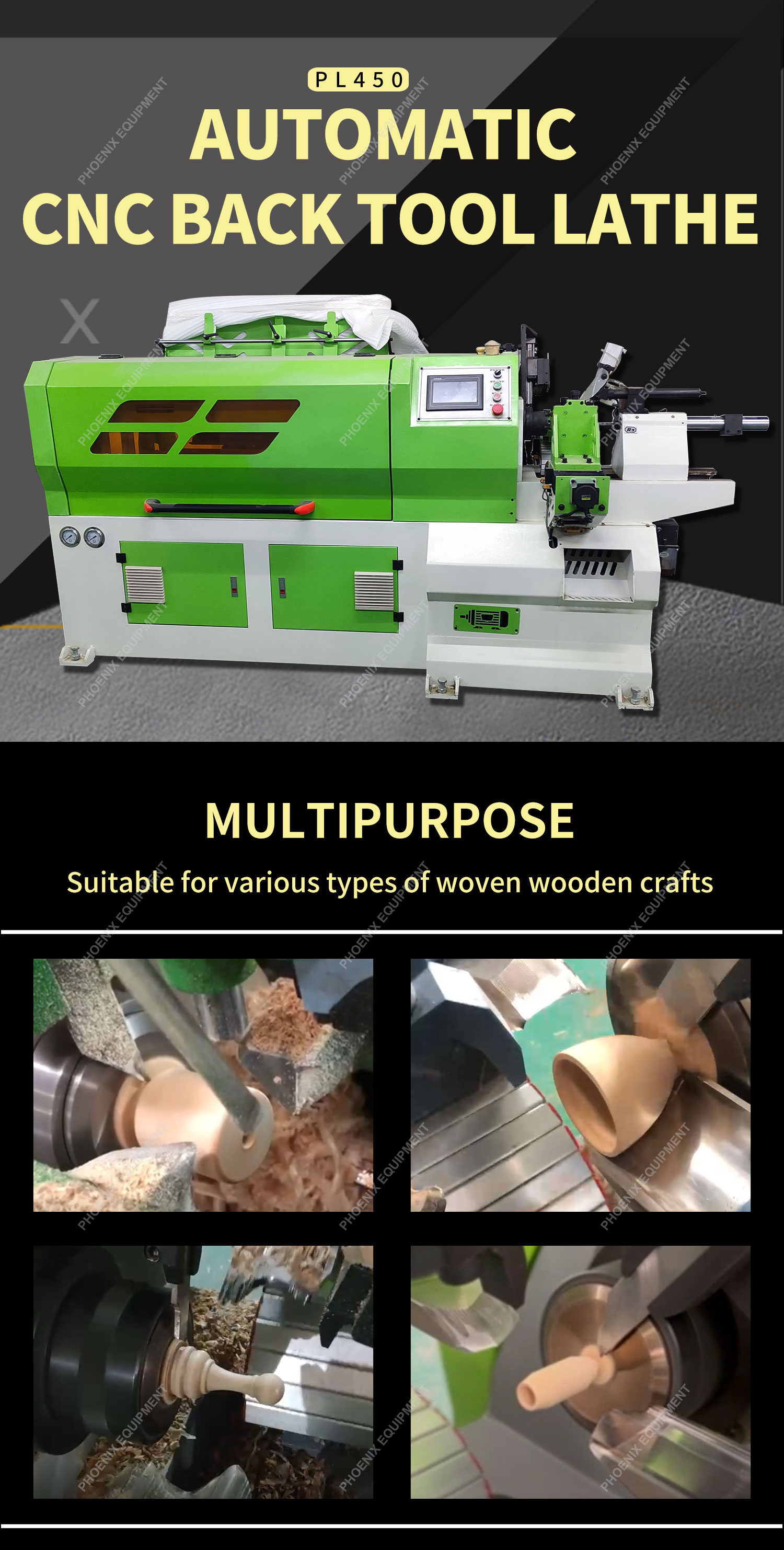 PL450 Fully Automatic Multi-Function Integrated CNC Wood Lathe for Fast and Production