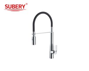 China Modern Single Lever Chrome Brass Kitchen Sink Faucets OEM wholesale