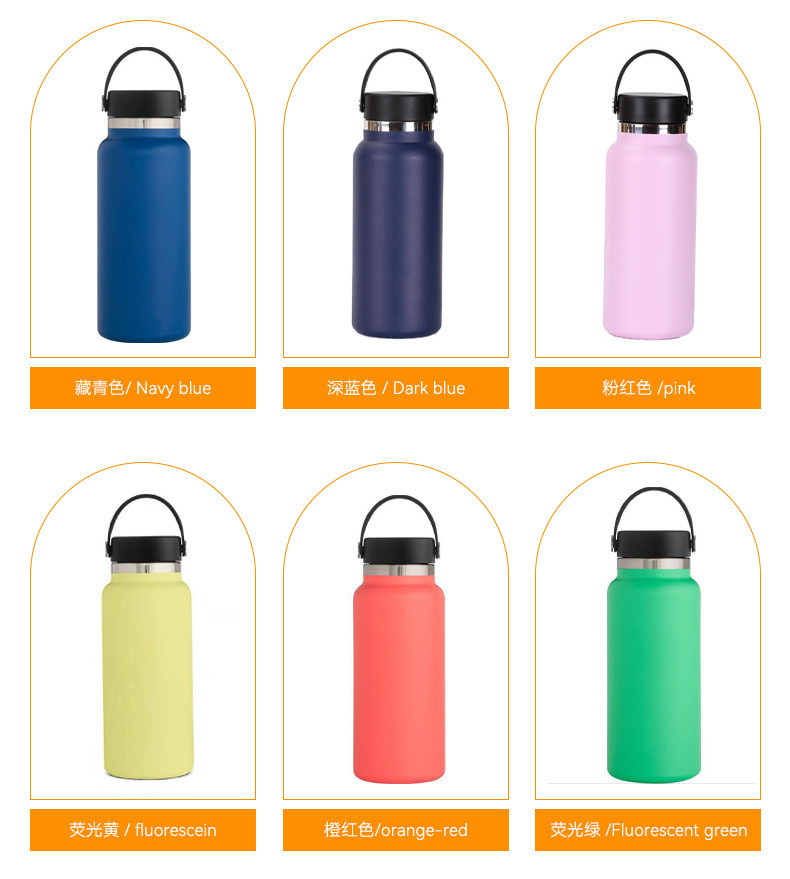 BPA Free Double Wall Standard Mouth Vacuum Insulated Drink Sport Stainless Steel Powder Coated Water Bottle Custom Logo