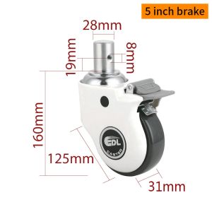5 Inch Medical Caster Wheels TPU Tread 130kg Load Capacity