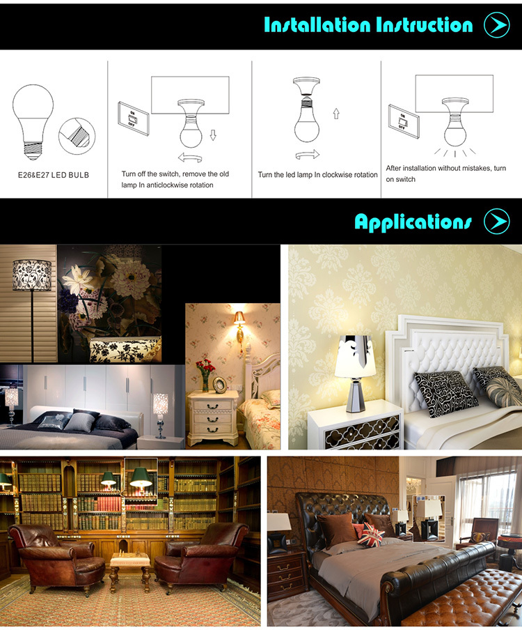 9W dimmable led bulb E27 B22 E14 led bulb