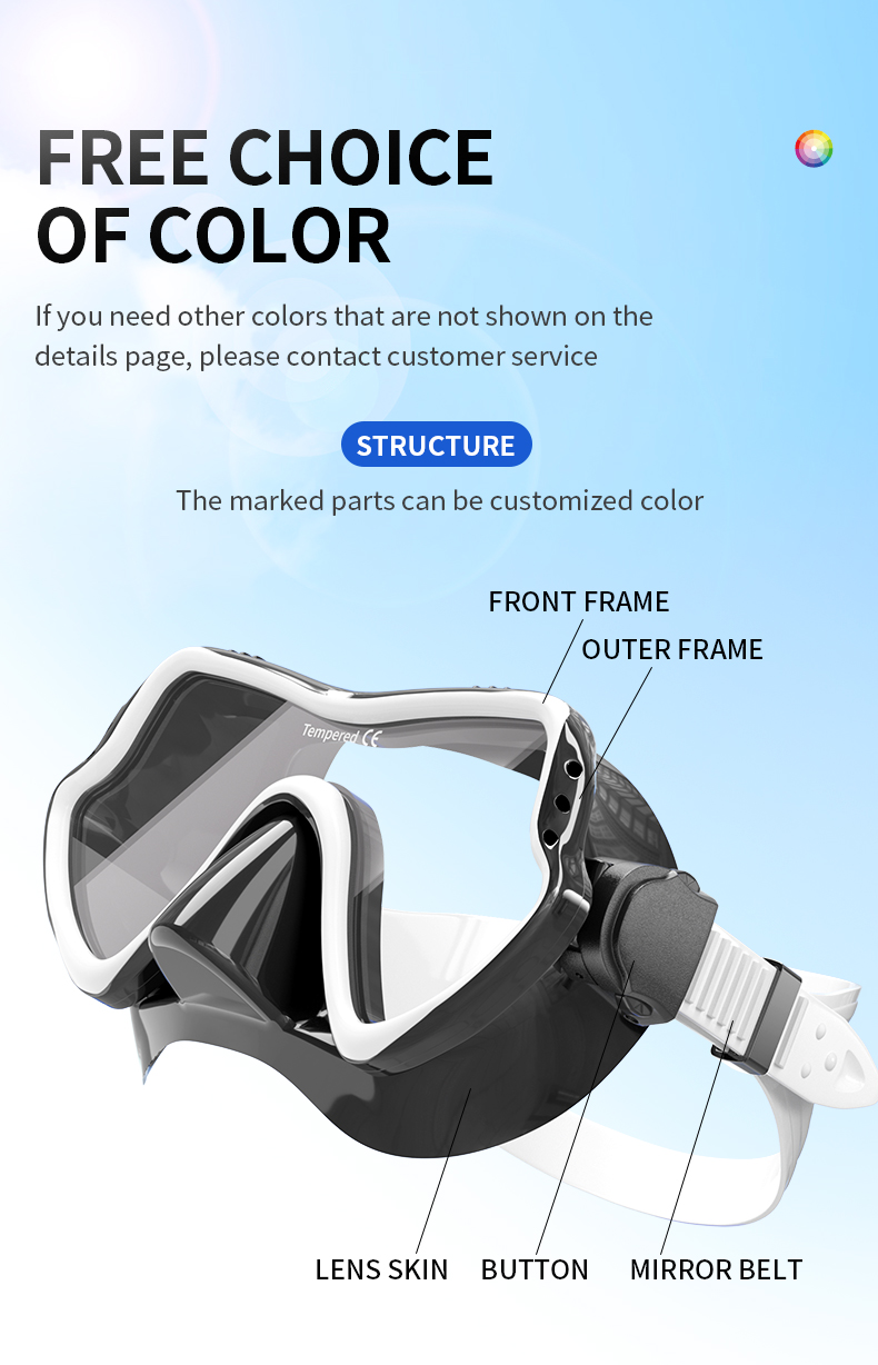 Transparent Freedive Bifocal Scuba Diving Mask For Adult Customized