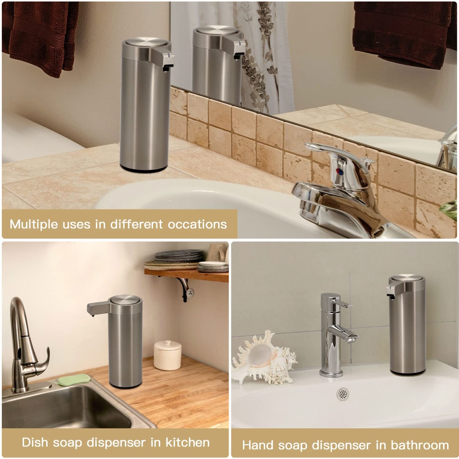 9.2oz SS Sensor Soap Dispenser Pump Anti Finger Brushed