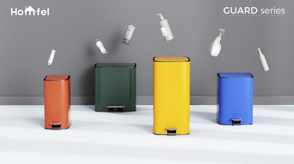 OEM Accepted 18L Rolling Cover Type Stainless Steel Trash Bin For Household Garbage Container