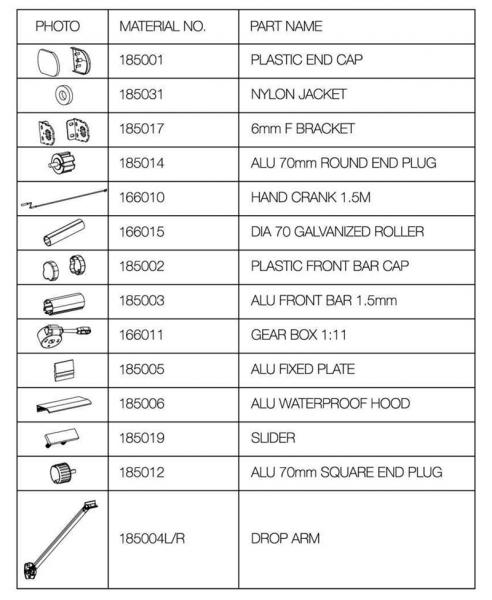 Aluminum Drop Arm Electric Retractable Window Awnings Remote Control