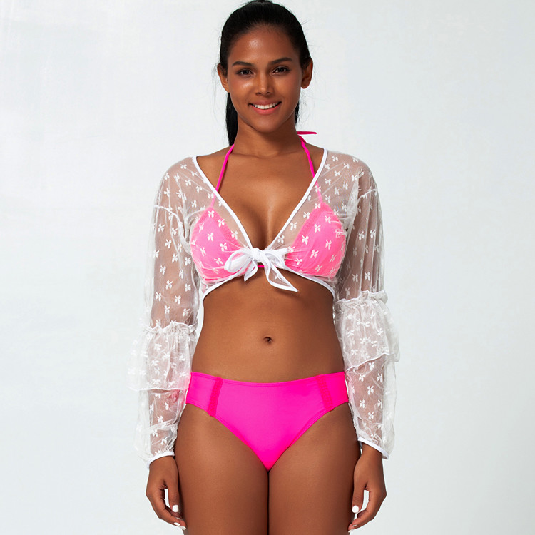 Tiered Layer Tie a Knot Front Top With Low waist Bikini swimsuit high cut