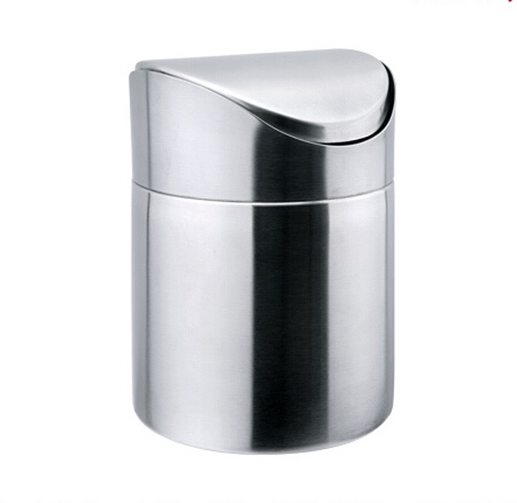 Morden Stainless Steel Cookwares Swing Top Mini Trash Cans For Desk