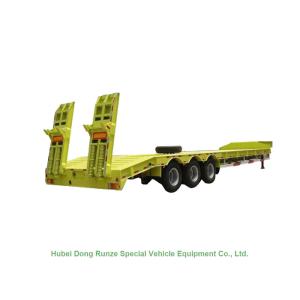 China Heavy Duty 80t Lowboy Truck Trailer Low Bed Trailer with Ladder 3 Axles 60ton wholesale