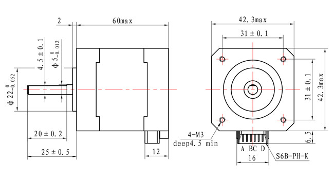 2.7V 0.6N.M Nema 17 Stepping Motor For XYZ Measuring Instrument