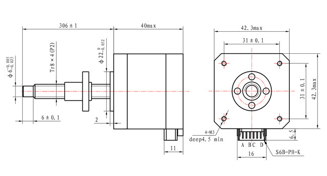External Drive Screw Linear Motor NEMA 17 With CE ROHS For Laboratory Automation