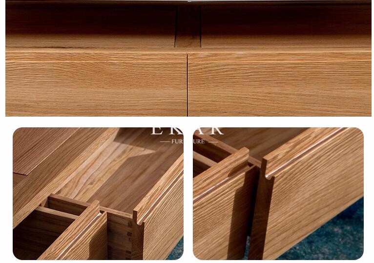Solid Oak Wood 2 Drawers Sofa Table Center Table
