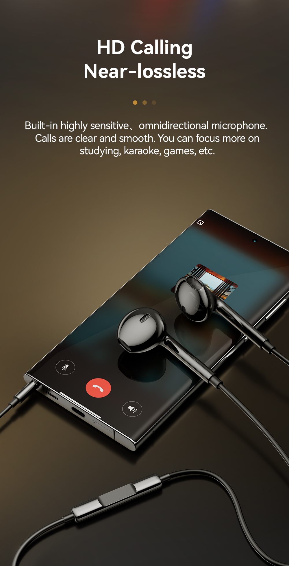 3.5mm Aux Wired HiFi Earbuds Noise Cancelling Waterproof With MIC