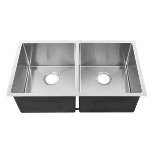 China 32 Inch 18 Gauge Stainless Steel Double Kitchen Sink Undermount With Brushed Surface wholesale