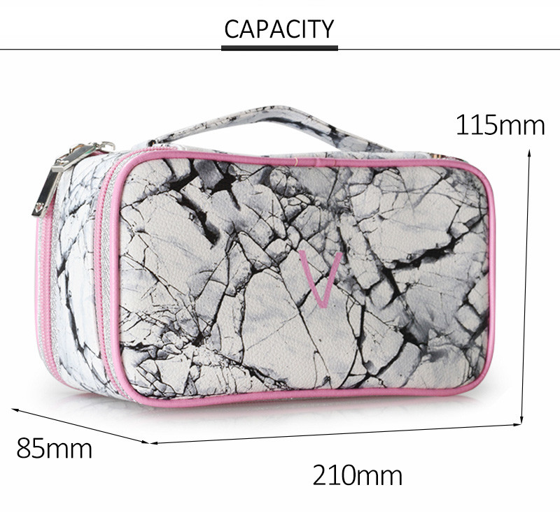 Custom Portable Geometric Printing Cosmetic Bag PU Leather Waterproof