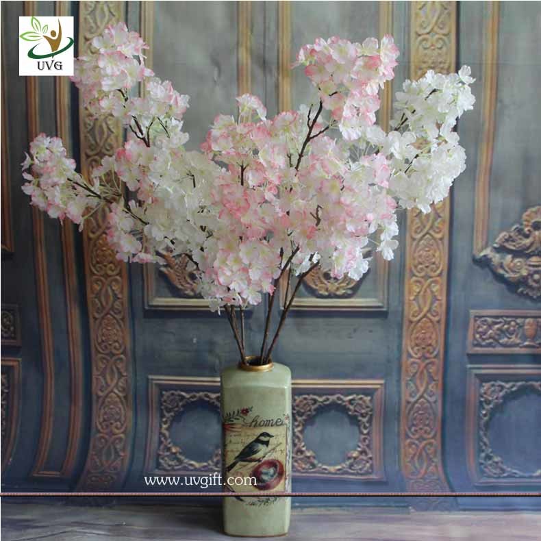 UVG CHR141 Wedding bouquets white fake cherry blossom decorative branches for table centerpieces