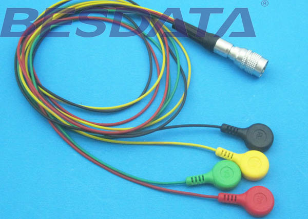 TPU Material ECG EKG Cables shielded Leadwires 4 Leads Colorized Cable Snap IEC Din 1.5mm Plug nihon kohden