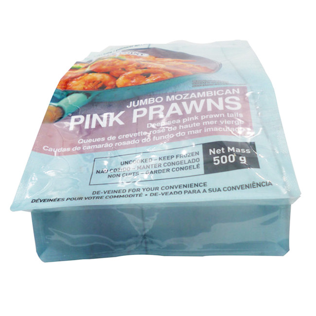 Eight Sides Sealing Food Packaging Materials Resealable Nylon Doypack Bags For Frozen Prawns