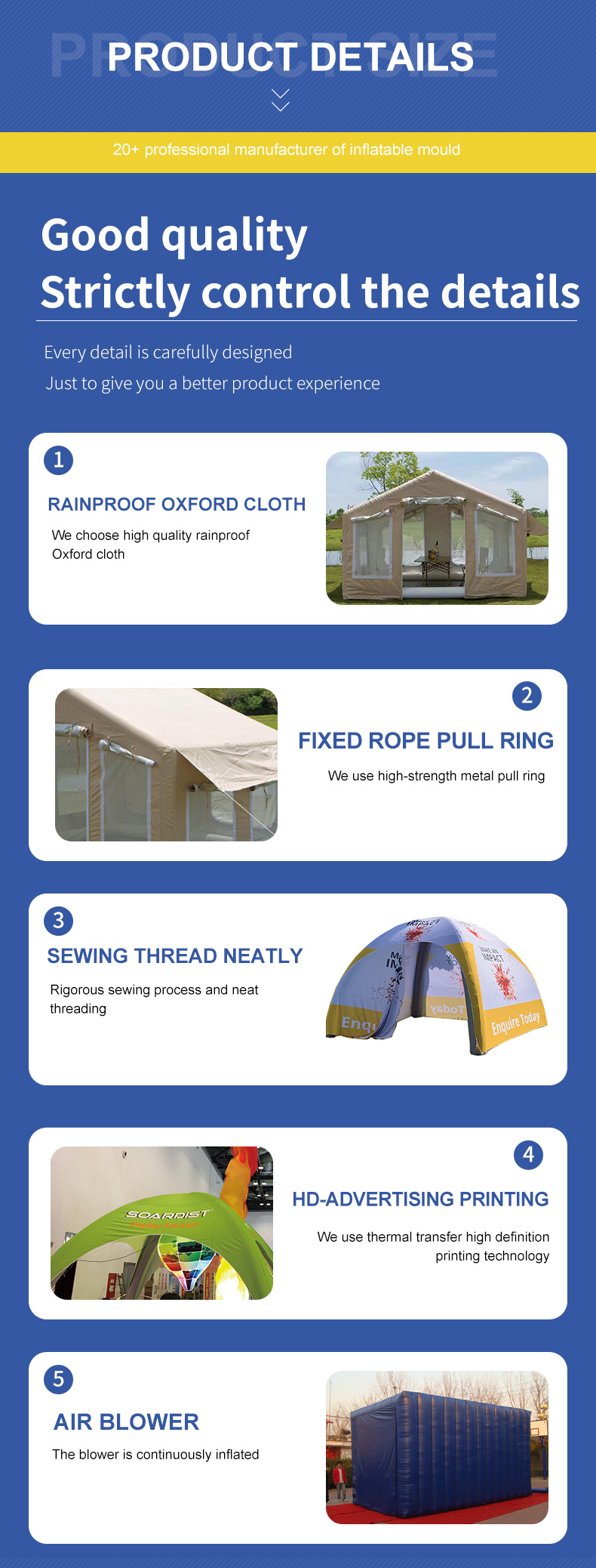Giant outdoor inflatable tent four legged tent for sale of printed logo