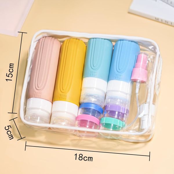 Eco-Friendly Silicone Travel Bottle Set with Wide Mouth Design and Customizable Options for Leak-Proof Travel