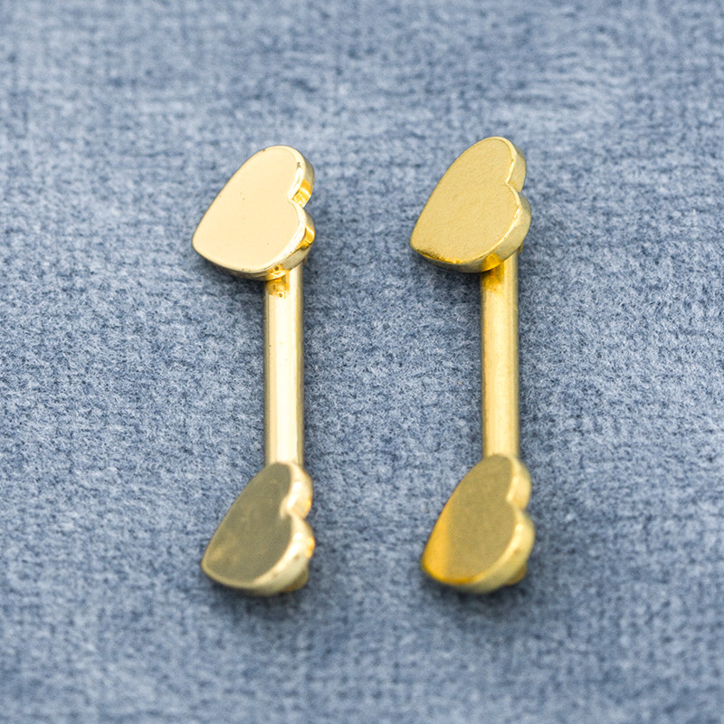 Smooth Surface Gold Nipple Piercings Jewelry Heart End 14G 1.6mm