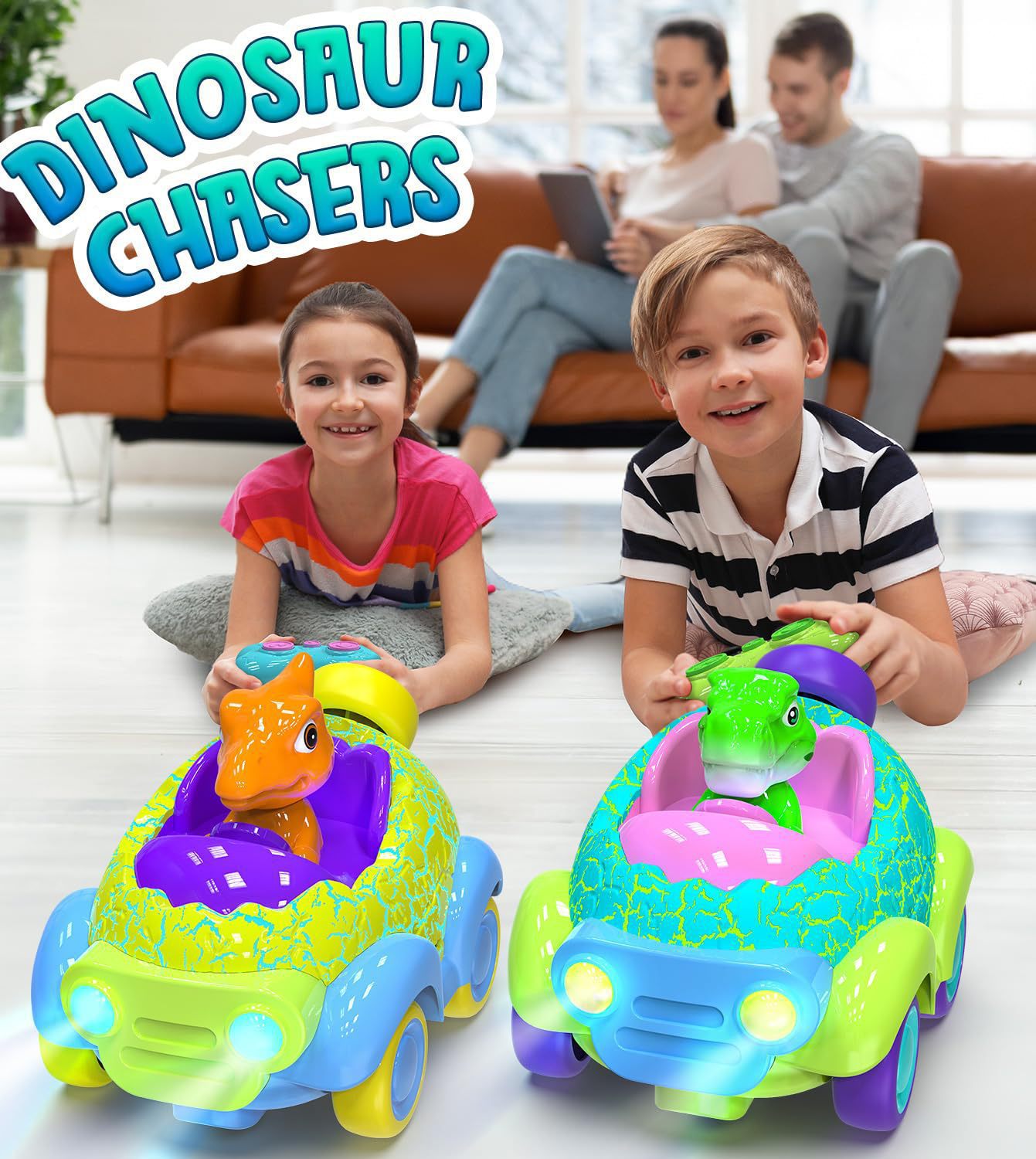 Electric 2.4G Cartoon Remote Control Cars Dinosaur Radio Control Toys for Boys Girls
