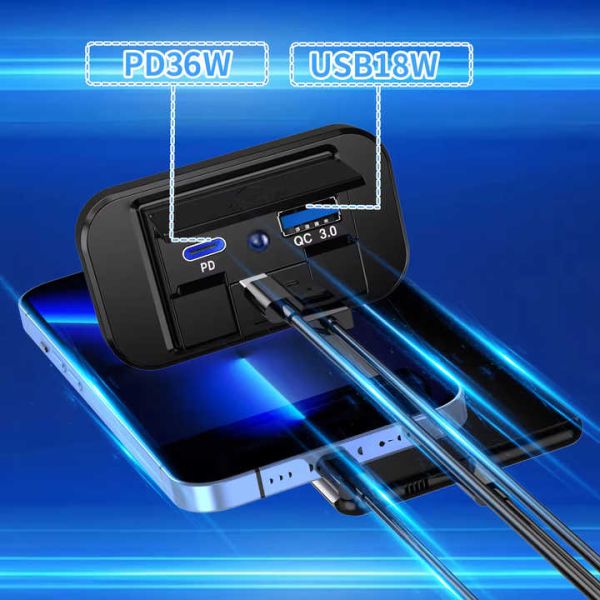 QC3.0+PD Dual USB RV Phone Charger 54Watt Ultra Fast Weatherproof