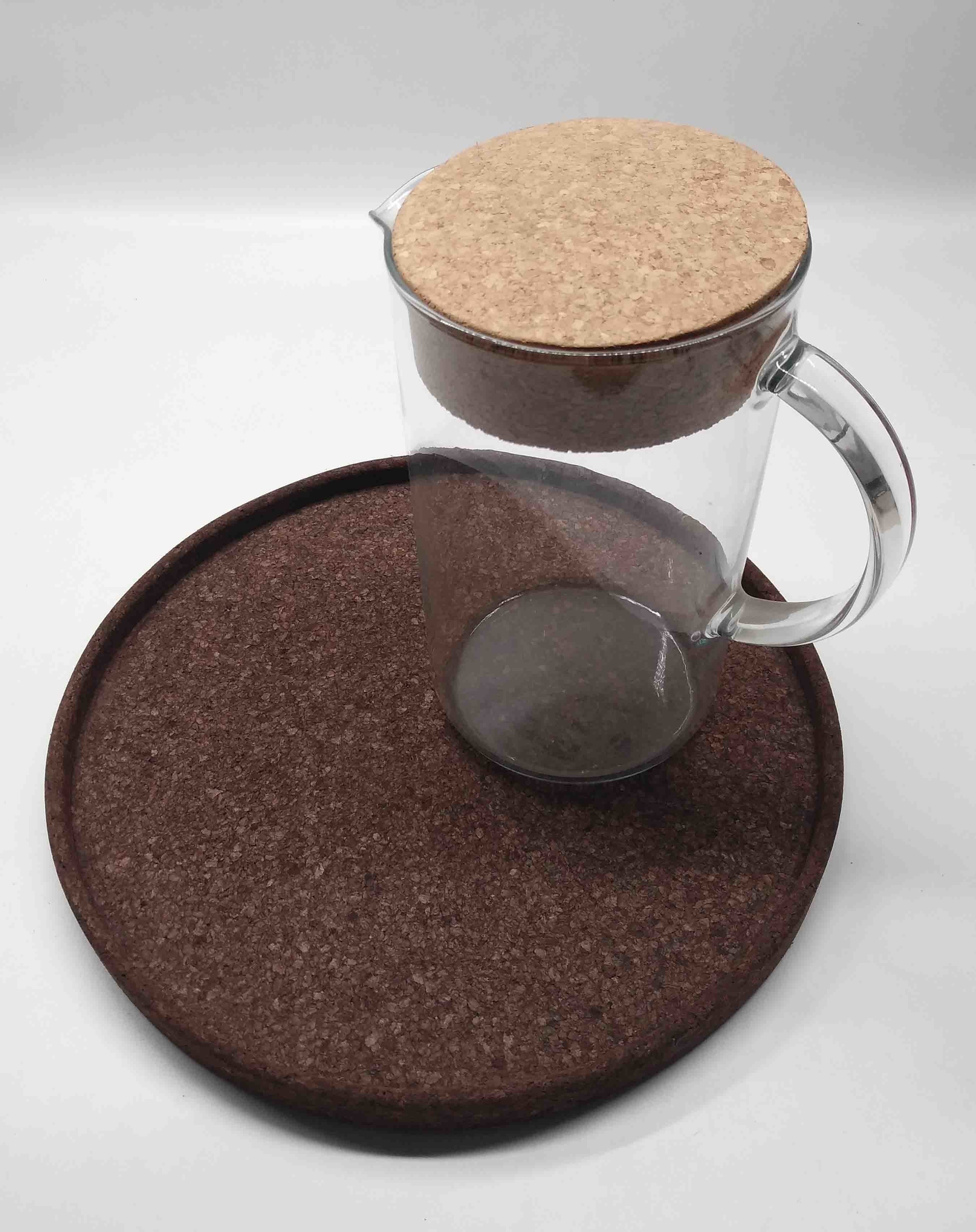 Dia. 6"-16" Round Carbonized Cork Trays Dark Eco Friendly Heat Resistance