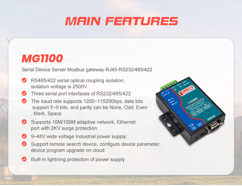 Analog and Digital Display Type MG1100 Modbus RTU Gateway TCP IP to RS485 Converter