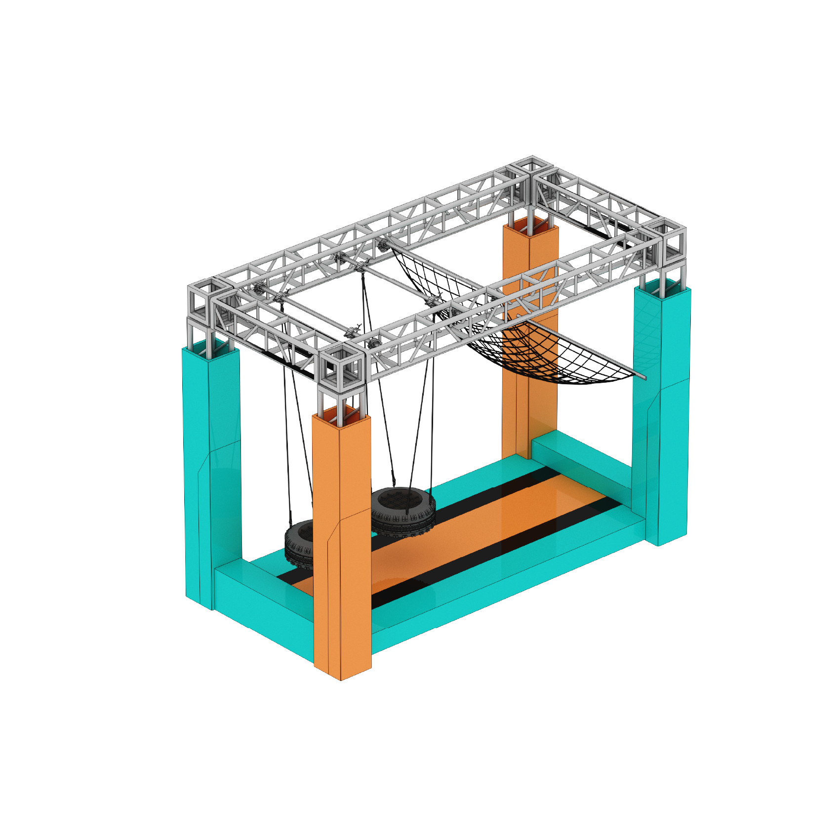 Multiple Color Playground Ninja Course , Obstacle Course Playground Equipment