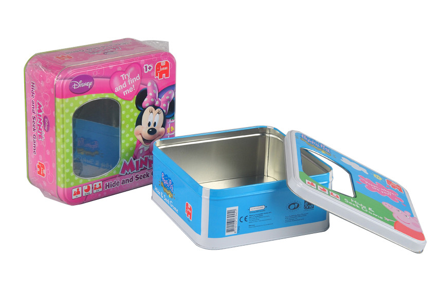 PET Window Food Tin Canister Food Grade Tin Square CMYK Printing