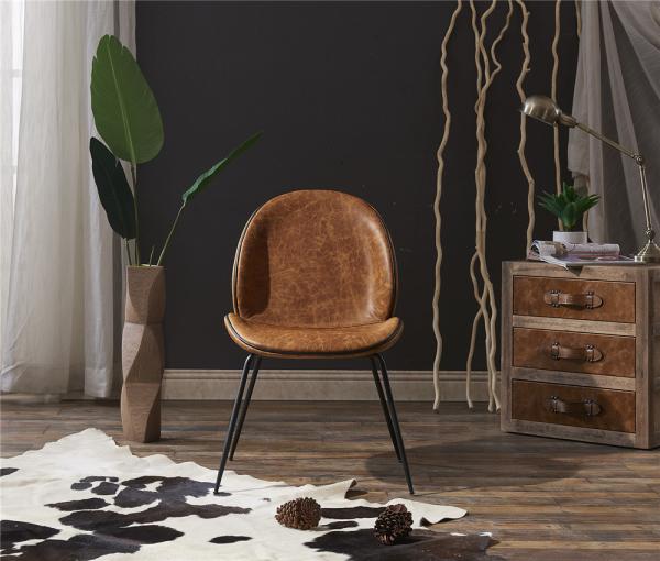 Beautiful Looking Leather Leisure Chair Black Matte Paint Metal Legs Room