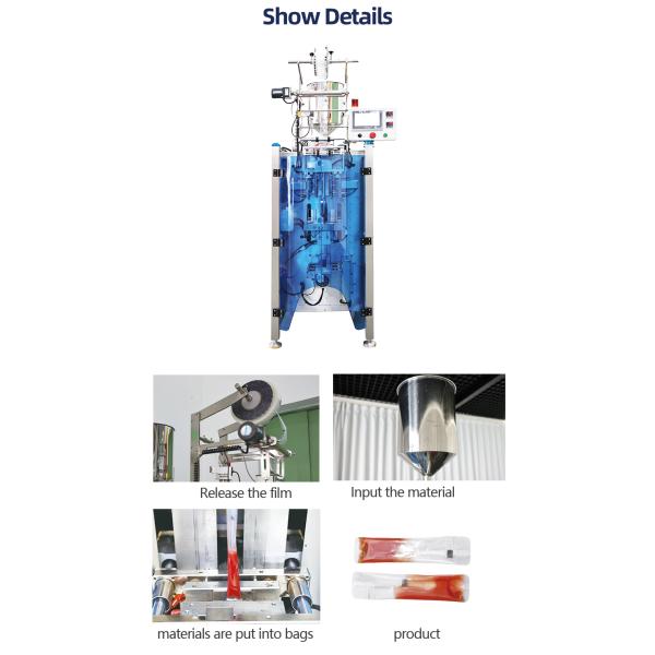 Vertical Honey Packing Machine Automatic Liquid Sachet Filling 2.8kw