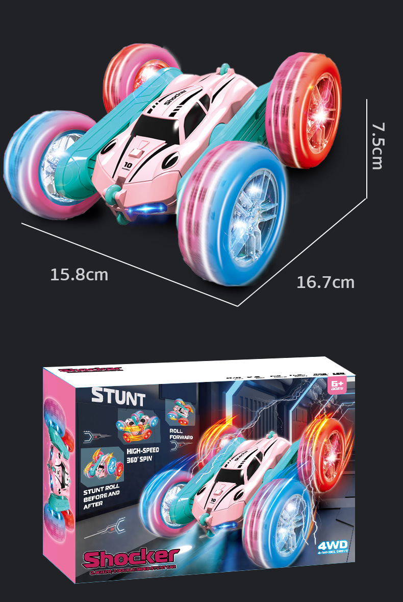 RC Stunt Cars Remote Control Car Double-Sided Driving 360-degree Flips Rotating Car Toy