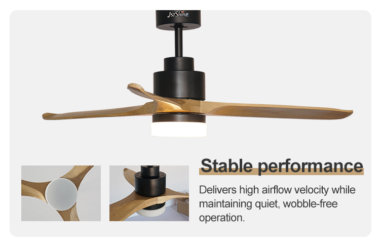 Control Method Wall Control 52 Inch Solid Wood Ceiling Fan for Home Hotel and Office