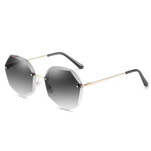 China BSCI Oversized Shades Female Trendy UV400 Rimless Designer Sunglasses wholesale