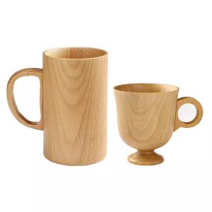 China Wooden Cup with Handle Japanese Style Wooden Mug Wooden Drinking Beer Coffee wholesale