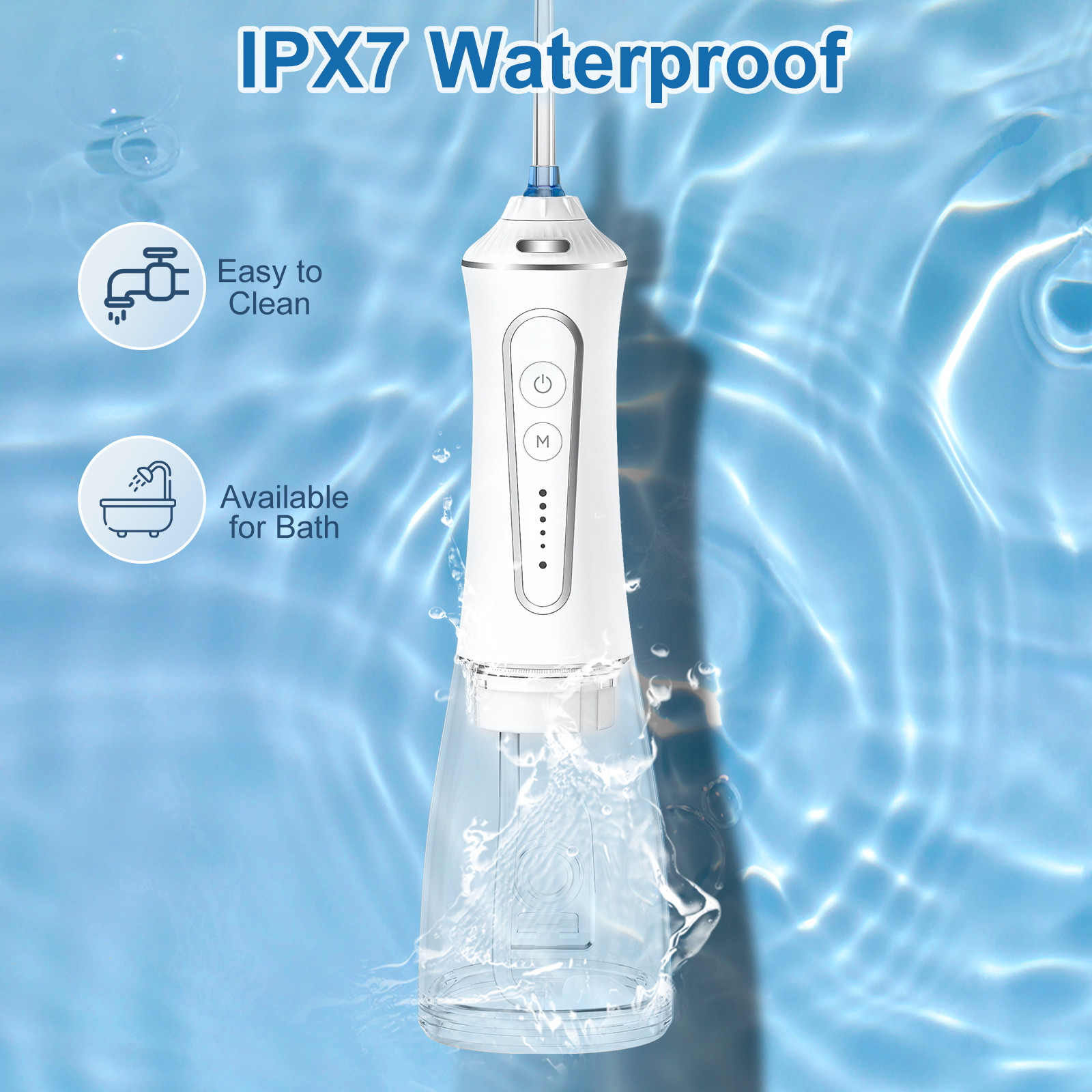 Rechargeable High Pressure 300ml Facial Care Electric Oral Irrigator OEM ODM White ABS TYPE-C