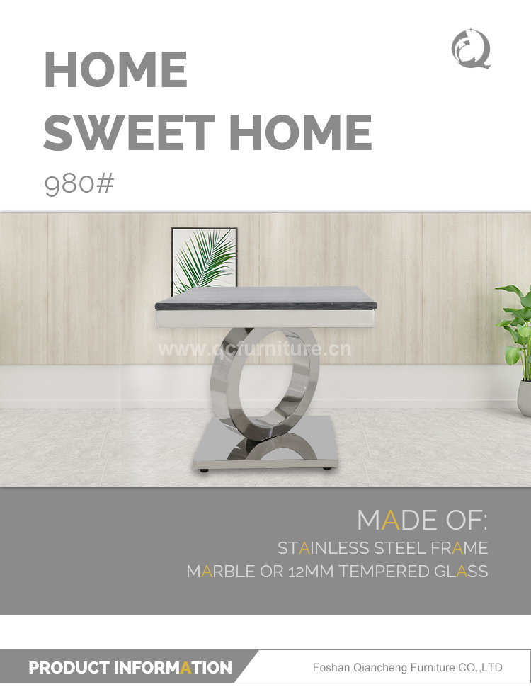 Marble OEM Stainless Steel Side Tables Square 60x60 Mirror Side Tables