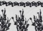 Polyester 3D Flower Lace Fabric For Wedding Dresses , Embroidered Bridal Lace