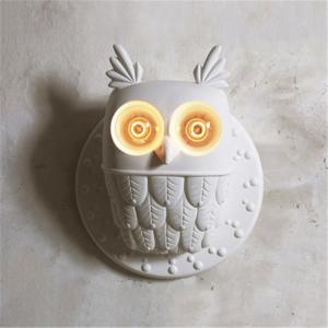 China Creative Resin Birds Wall Lamps Bedroom Bedside Lamps White Ceramic Owl Wall Light (WH-VR-67） wholesale