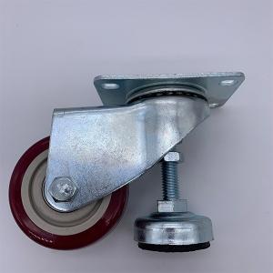 China 5 Inch Adjustable Foot Red Polyurethane Caster Wheels wholesale