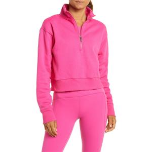 China Wholesale Custom Logo High Quality Soft 100% Cotton Half Zipper Sport Crop Sweatshirt Hoodies for Women wholesale