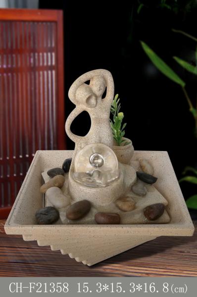 Hand Made Lady Glass Ball Indoor Waterfall Fountain