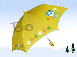 China Cute Toddler Kids Rain Umbrellas 19 Inch Plastic Curved Handle Printed Logo wholesale